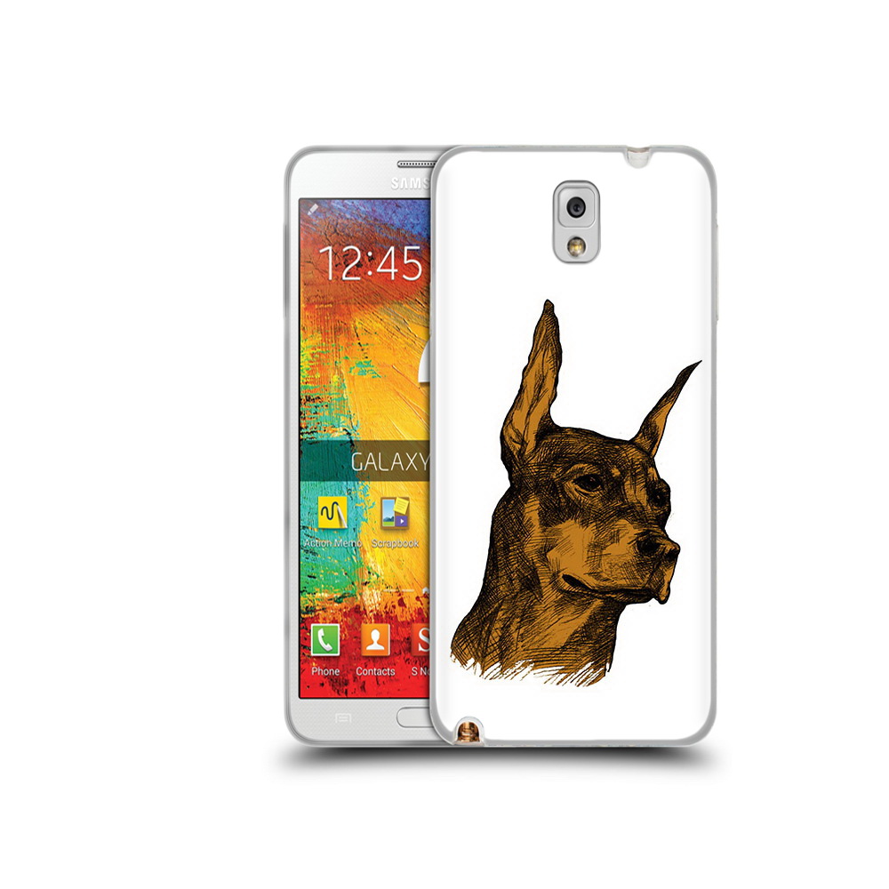 

Чехол MyPads Tocco для Samsung Galaxy Note 3 скетч доберман, Прозрачный, Tocco