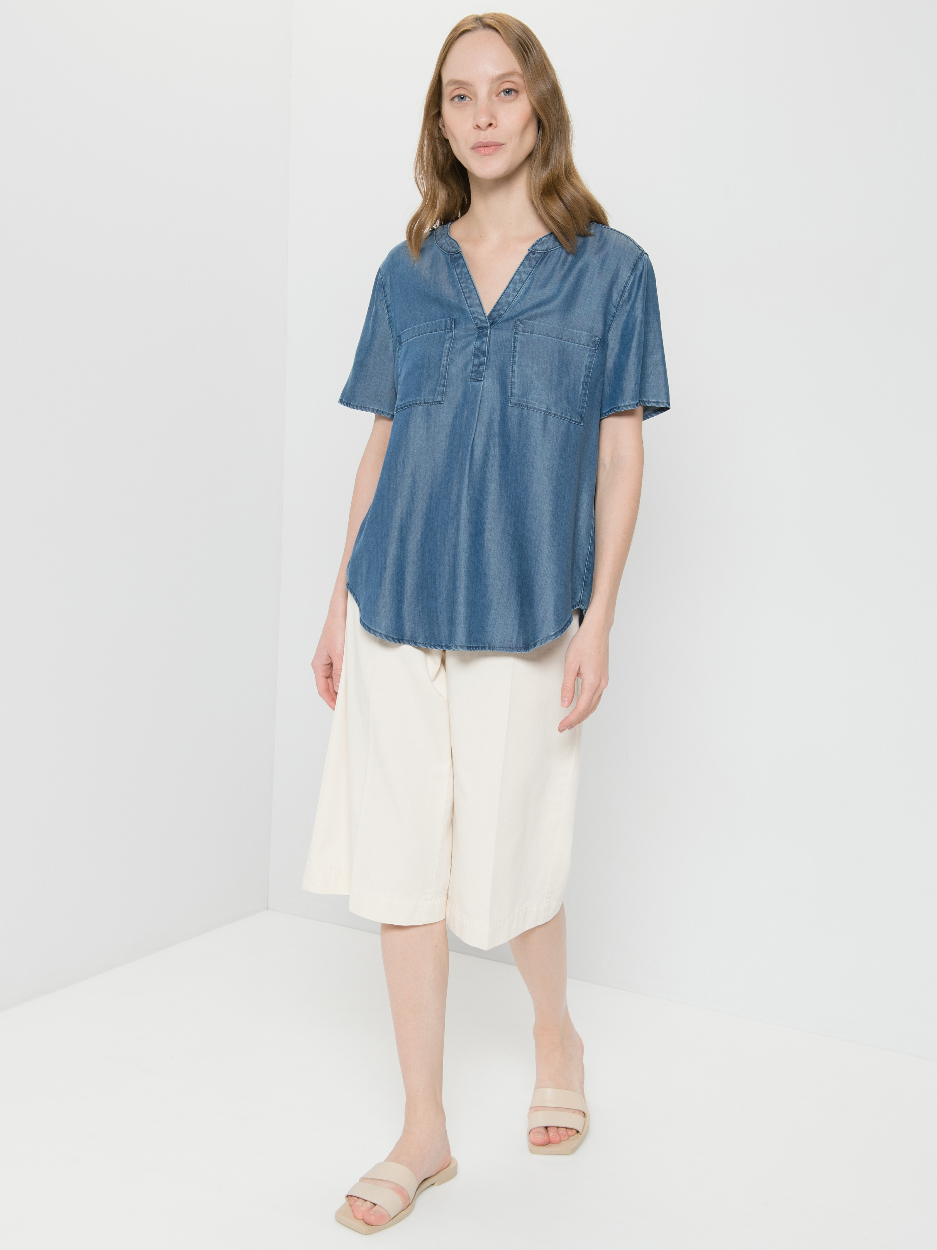 

Блуза женская Gerry Weber 660058-66498-85900 голубая 42, 660058-66498-85900
