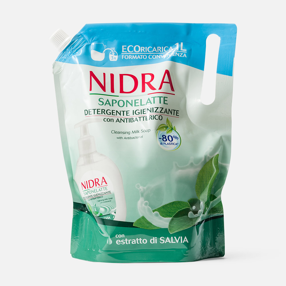 Мыло жидкое Nidra антибактериальное, с экстрактом шалфея, 1 л антибактериальное жидкое мыло чистея 300 мл