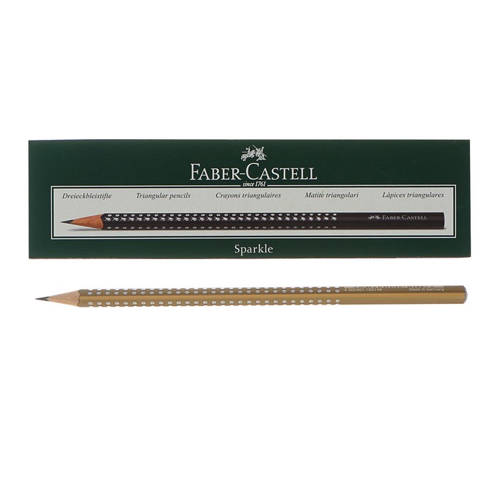 

Карандаш чернографитный Faber-Castell Sparkle pearl gold B, трёхгранный, с массажными шаше