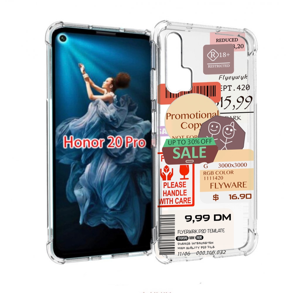 

Чехол бампер MyPads скидочные-купоны-принт для Honor 20 Pro прот, Прозрачный, Tocco