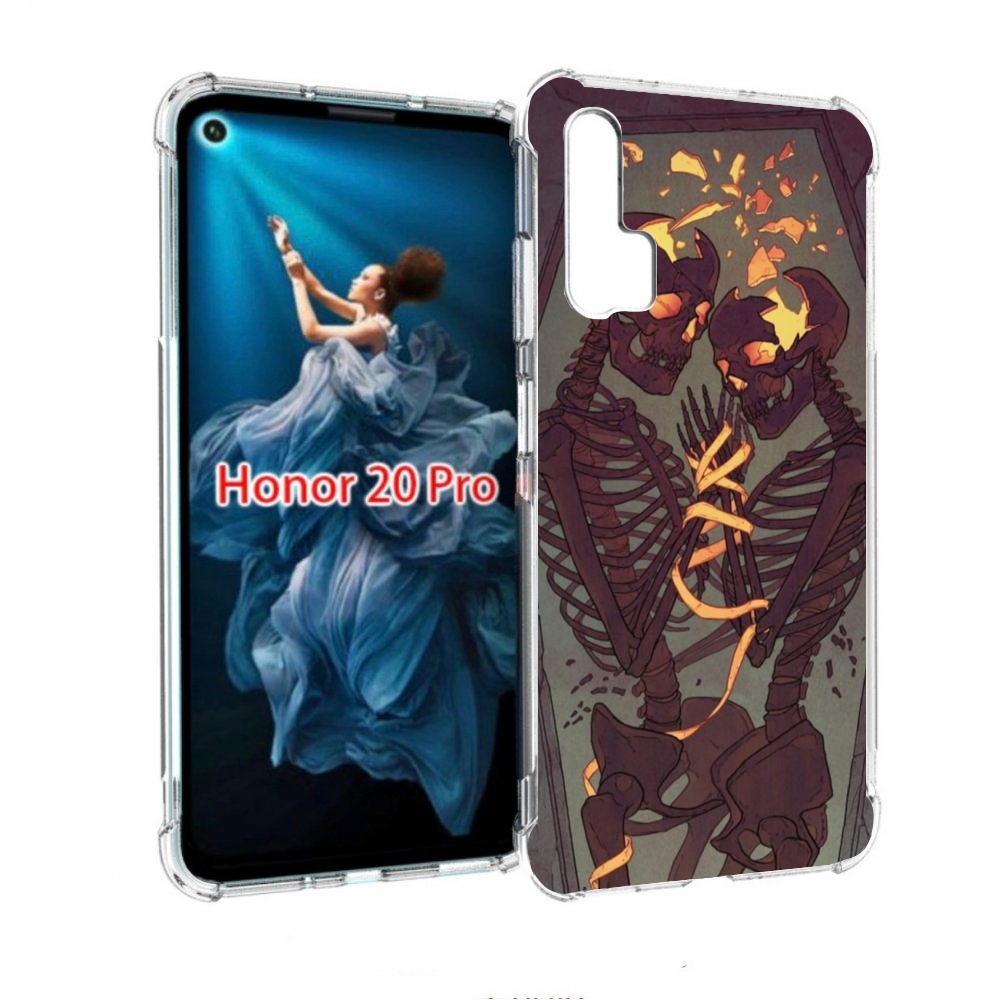 

Чехол бампер MyPads скелеты в гробу для Honor 20 Pro противоударный, Прозрачный, Tocco