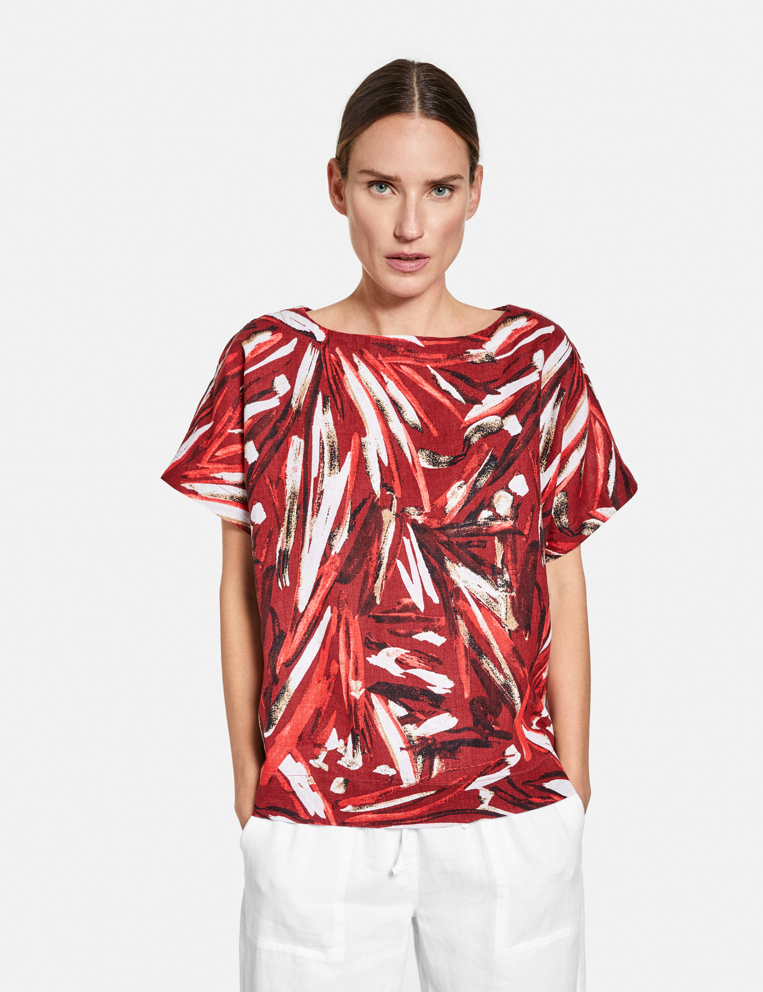 

Блуза женская Gerry Weber 660032-66226-6123 красная 46, 660032-66226-6123