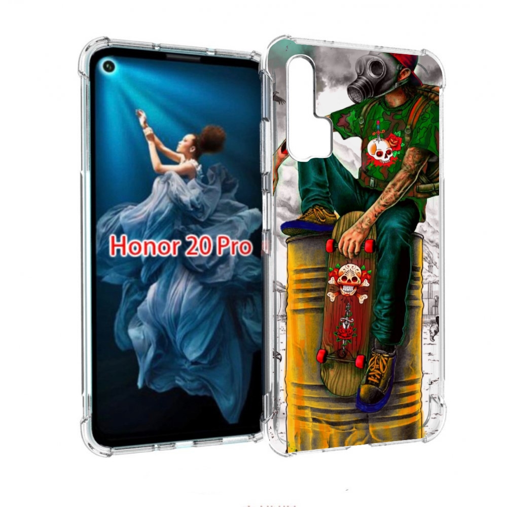 

Чехол бампер MyPads скейтер в противогазе для Honor 20 Pro проти, Прозрачный, Tocco