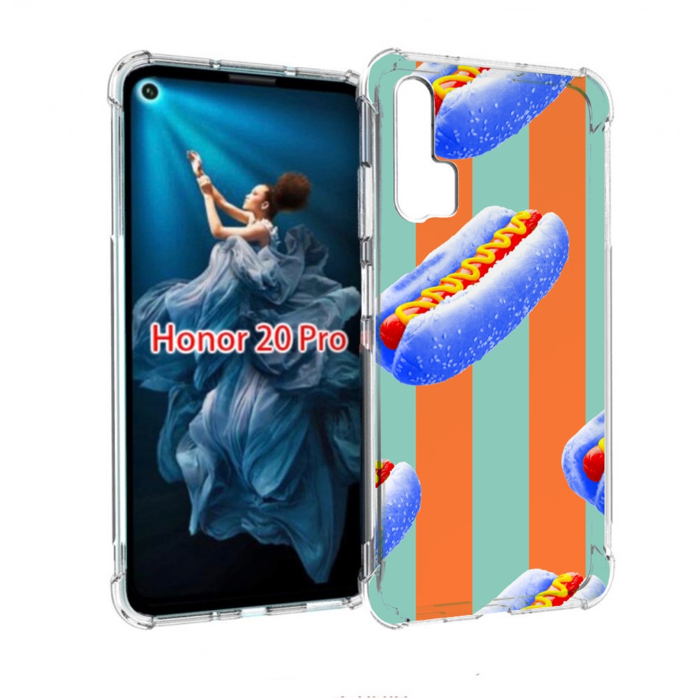 

Чехол бампер MyPads синие хотдоги для Honor 20 Pro противоударный, Прозрачный, Tocco