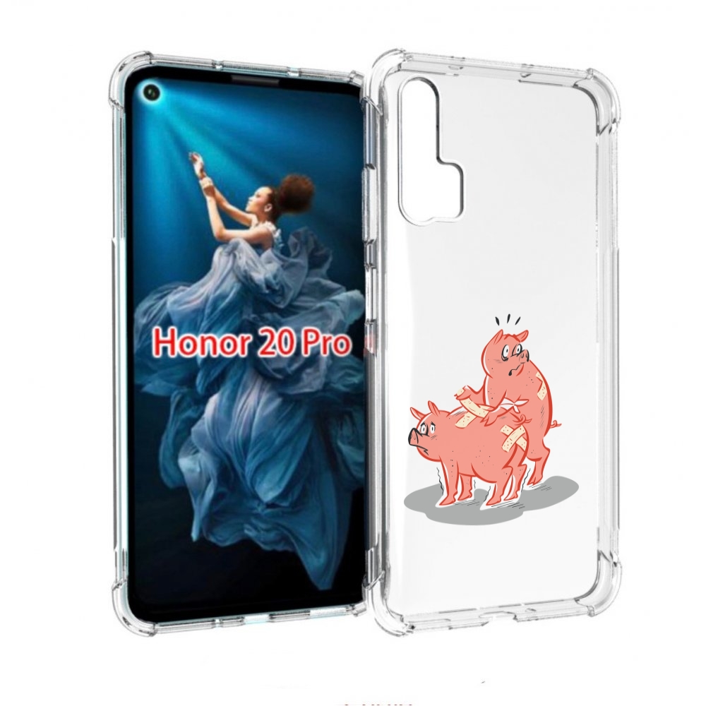 

Чехол бампер MyPads свинки-с-пластырями для Honor 20 Pro противо, Прозрачный, Tocco