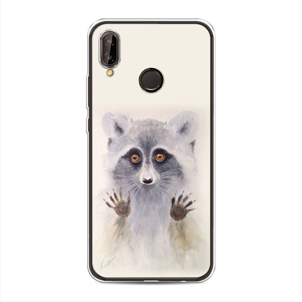 

Чехол на Huawei Nova 3 "Енот за стеклом", Бежевый;серый, 66150-4