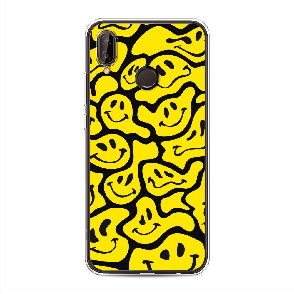 

Чехол на Huawei Nova 3 "Расплывчатые смайлики желтые", Черный;желтый, 66150-6