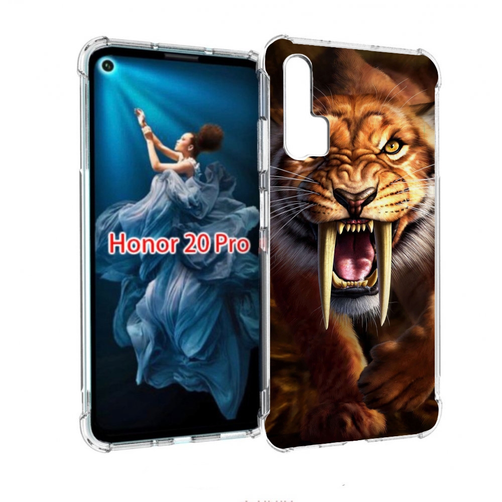 

Чехол бампер MyPads саблезубый злой тигр для Honor 20 Pro против, Прозрачный, Tocco