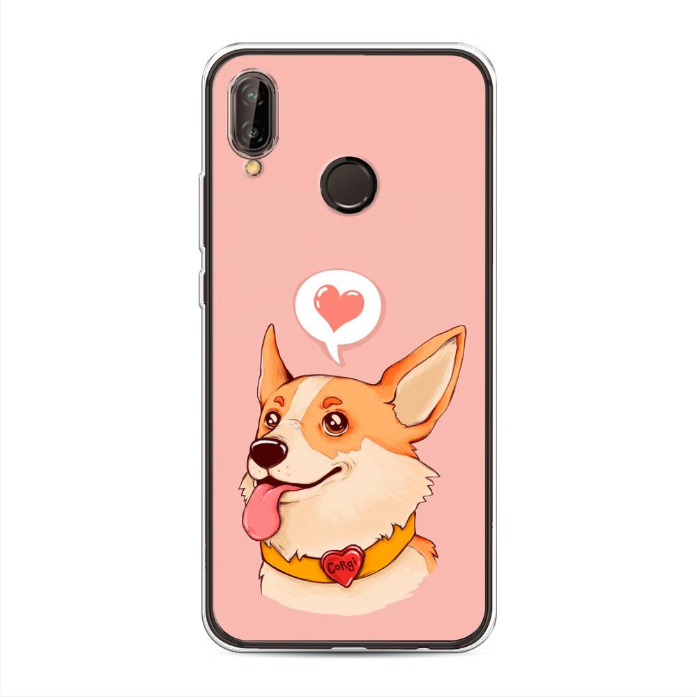

Чехол на Huawei Nova 3 "Корги язык", Розовый;коричневый, 66150-1