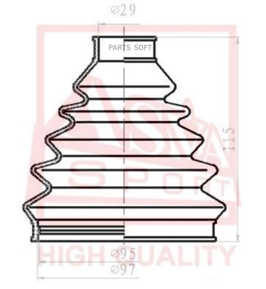 

ASVA ASBT-B62 Пыльник ШРУСа (к-кт без смазки) 29x100x107 VW PASSAT B6 2005-