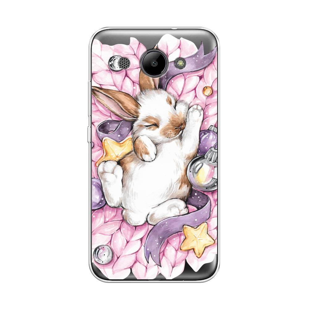 

Чехол на Huawei Y3 2018 "Кролик спит", Розовый;белый, 65850-5
