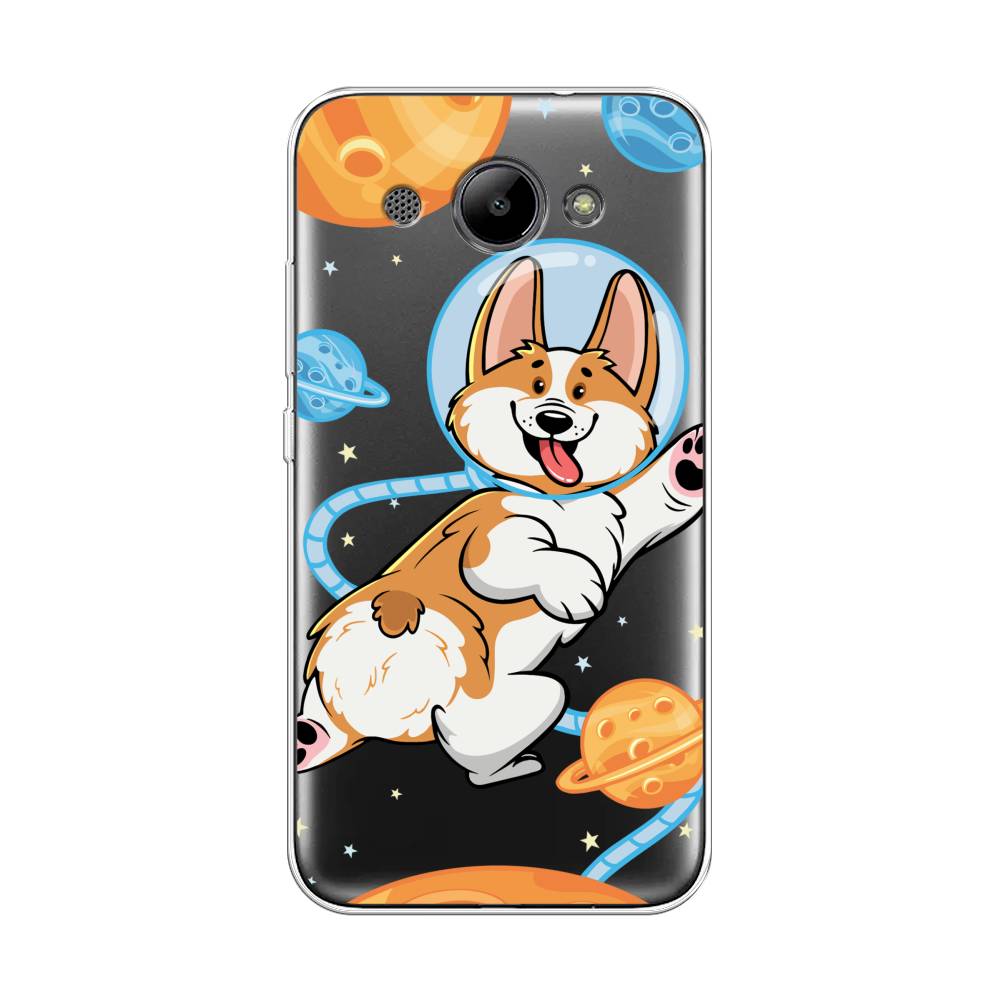 

Чехол на Huawei Y3 2018 "Корги-космонавт", Голубой;бежевый;белый, 65850-1