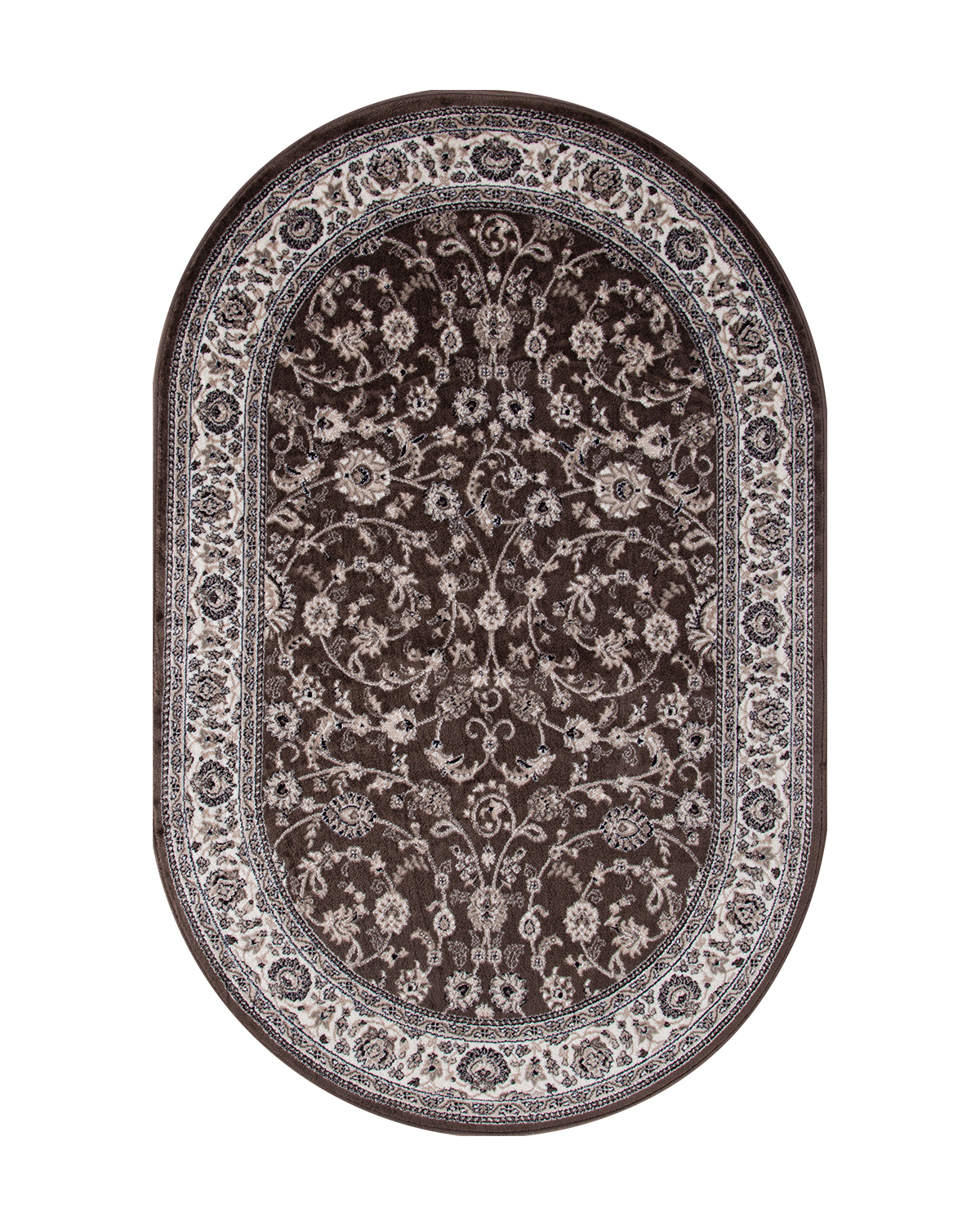 фото Ковёр merinos valencia deluxe 100x200 овальный коричневый/кремовый d251