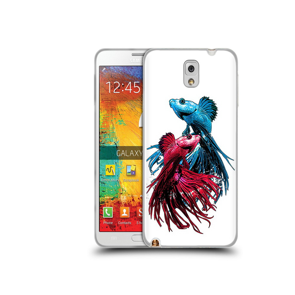 

Чехол MyPads Tocco для Samsung Galaxy Note 3 рыбы петушки, Прозрачный, Tocco