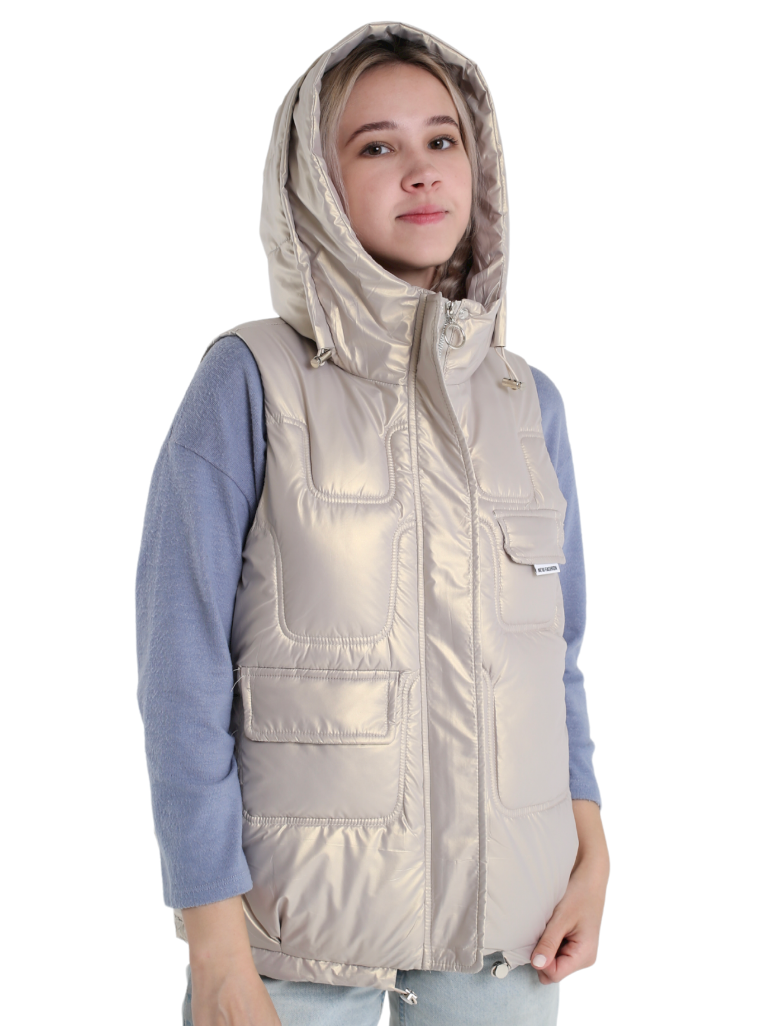 фото Утепленный жилет женский new sheek 1 бежевый 2xl