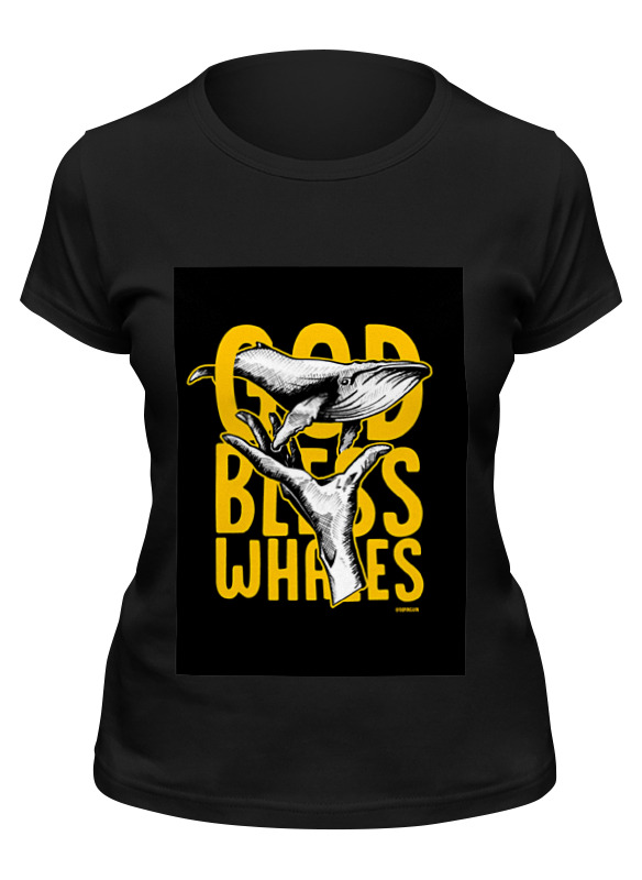 

Футболка женская Printio God bless whales черная 2XL, Черный, God bless whales