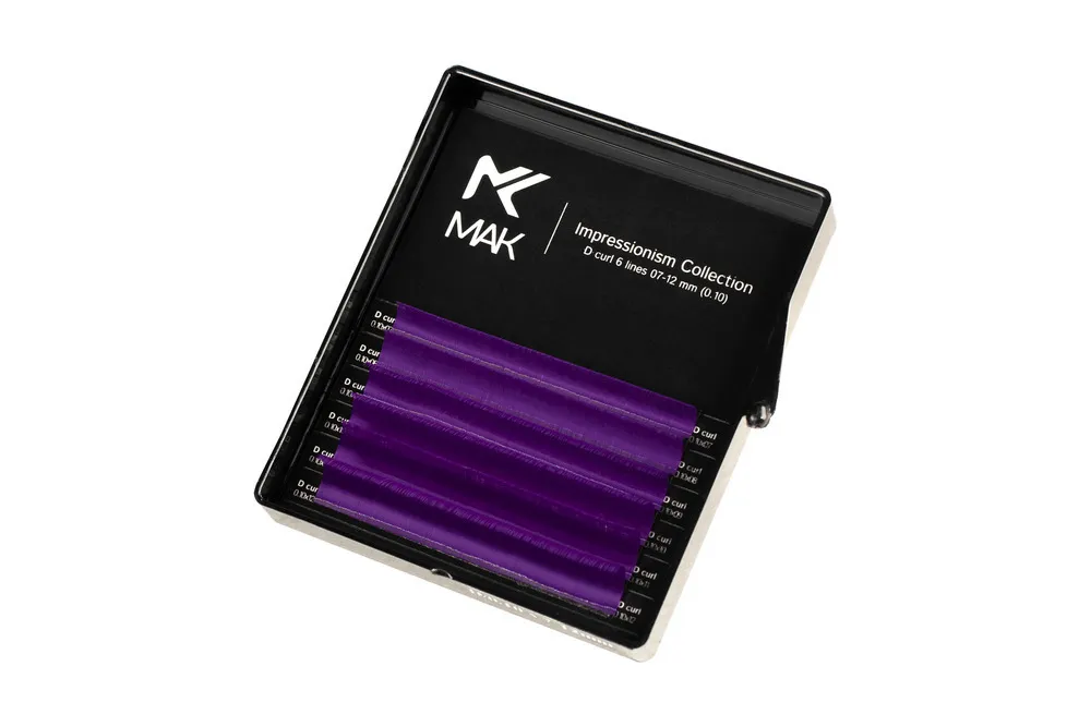 

Цветные ресницы MAK Purple Heart, микс, 6 лент, D 0,10 7-12 мм, Фиолетовый