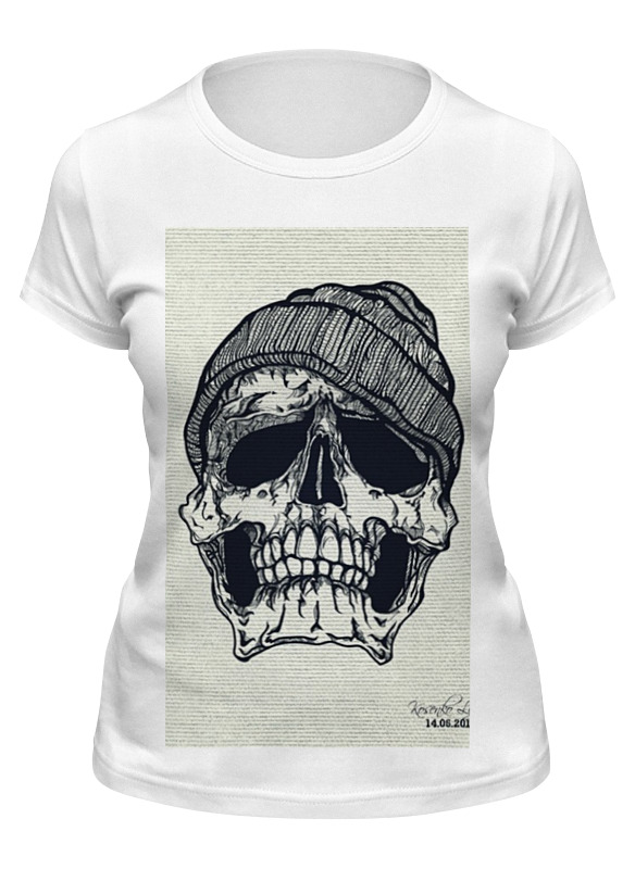 

Футболка женская Printio Череп в шапке белая 2XL, Череп в шапке
