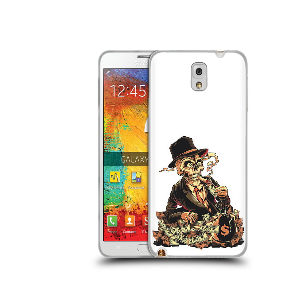 

Чехол MyPads Tocco для Samsung Galaxy Note 3 нарисованный череп с сигаретой, Прозрачный, Tocco