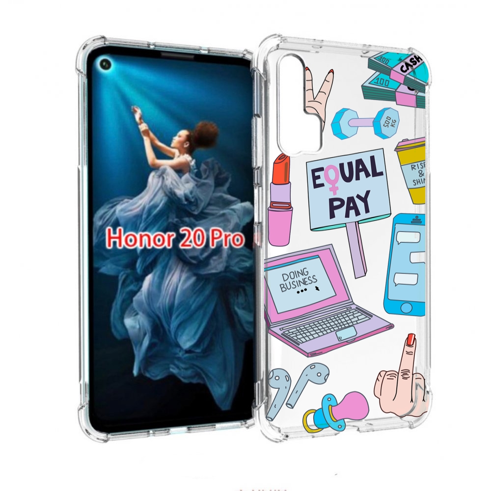 

Чехол бампер MyPads разные-штучки для Honor 20 Pro противоударный, Прозрачный, Tocco