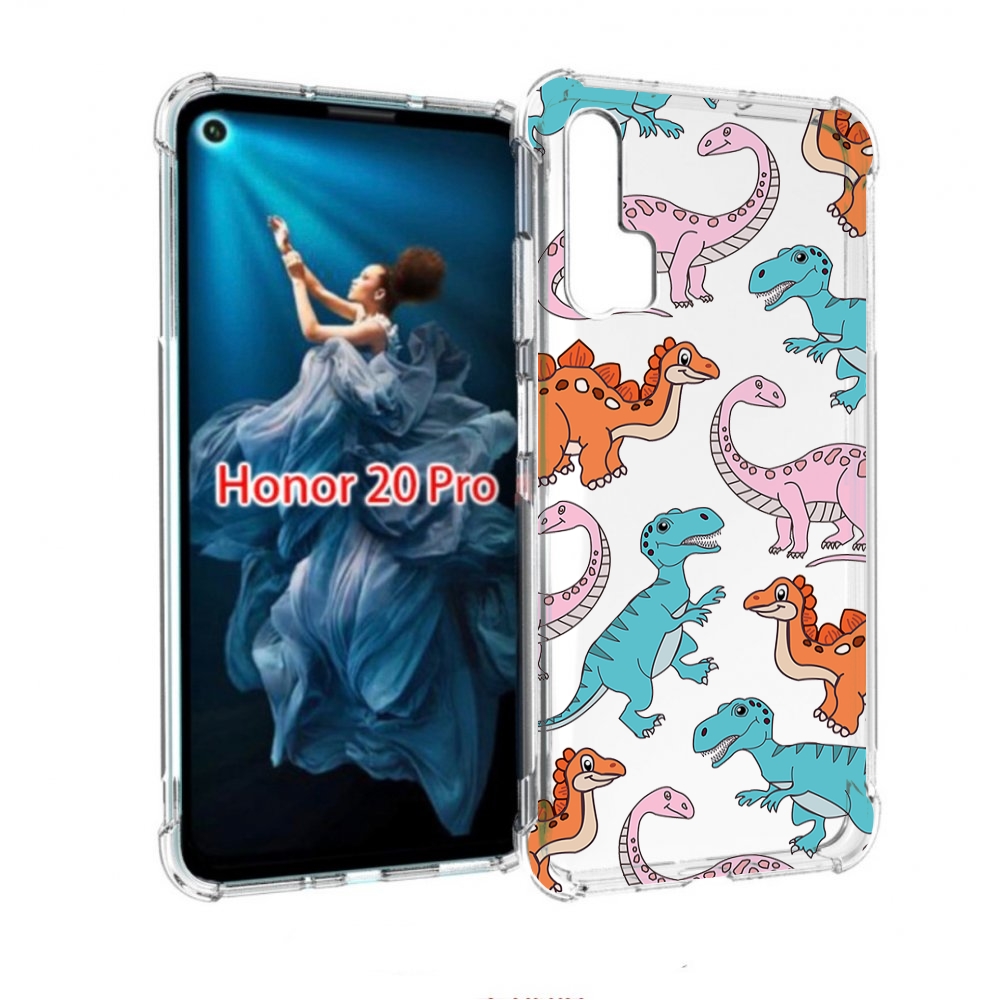 

Чехол бампер MyPads разные-динозаврики для Honor 20 Pro противоу, Прозрачный, Tocco