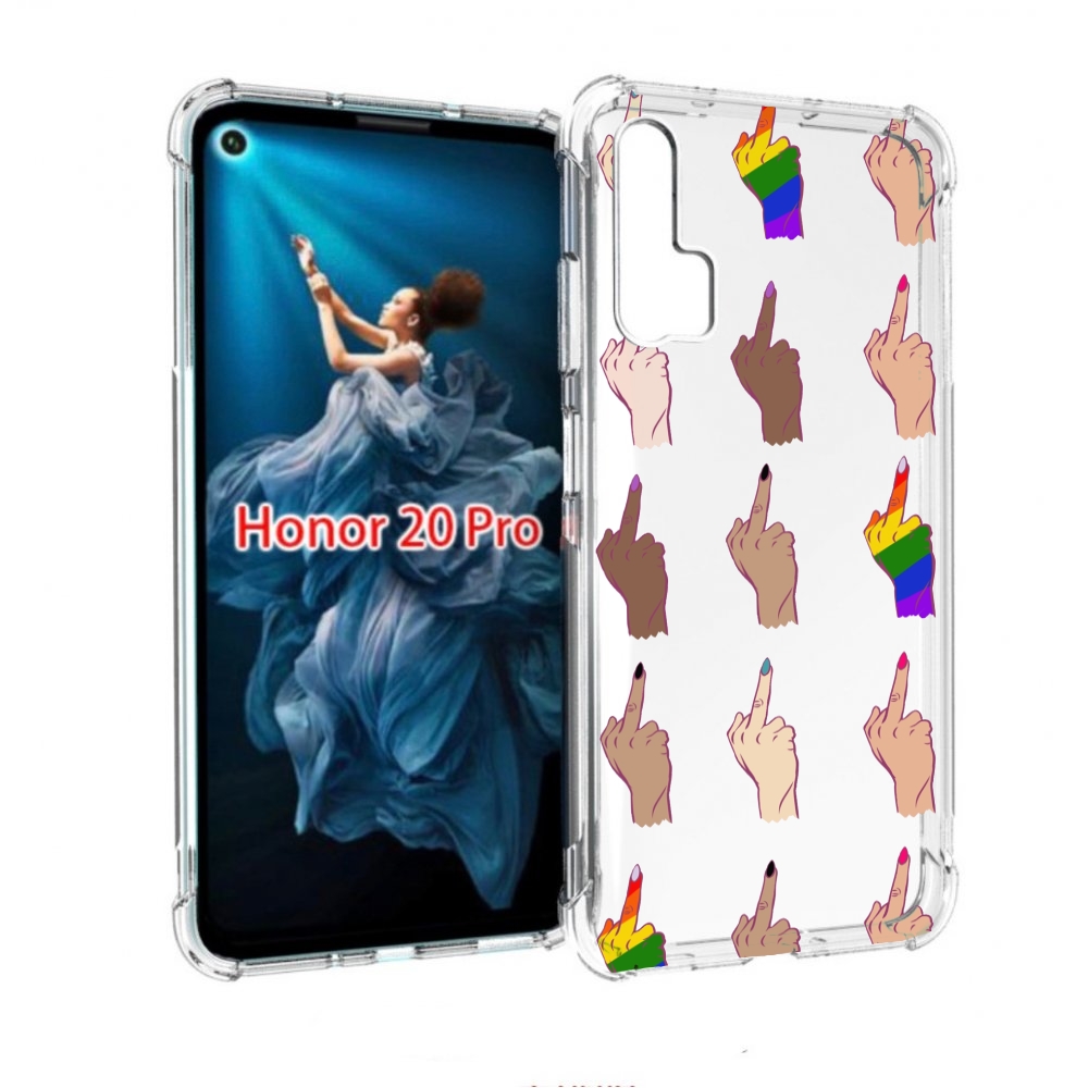 

Чехол бампер MyPads разноцветные-руки для Honor 20 Pro противоуд, Прозрачный, Tocco