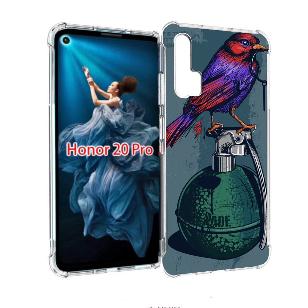 

Чехол бампер MyPads птица с гранатой для Honor 20 Pro противоуда, Прозрачный, Tocco