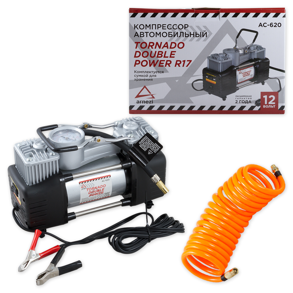 

Компрессор двухцилиндровый 10 Атм. 60 л/мин. 300 Вт. 25 А. 12 В. ARNEZI TORNADO AC620 DOUB