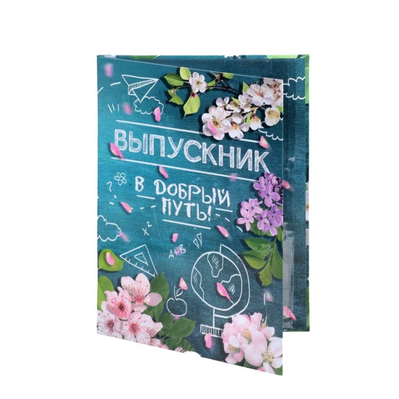 

Папка с двумя файлами А4 "Выпускник, в добрый путь!" сирен и мел