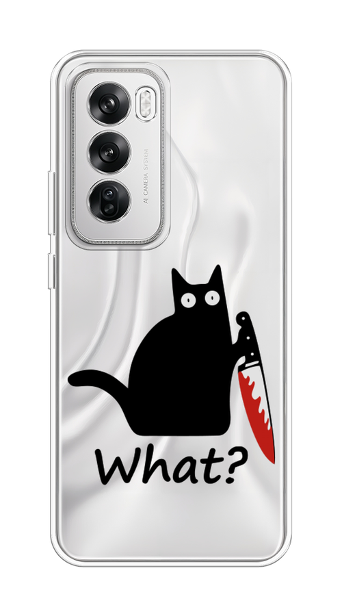 

Чехол на Oppo Reno 12 "Котик с ножом", Черный;красный, 2517450-1