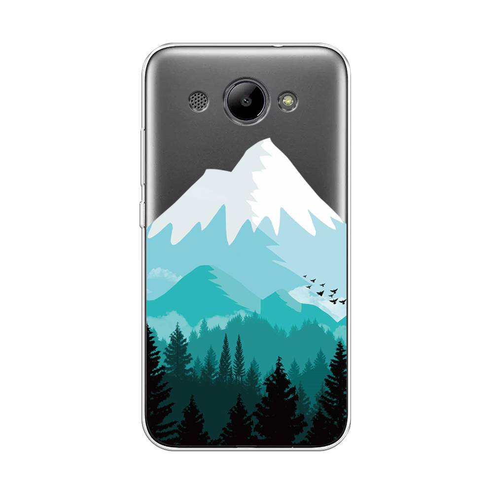 

Чехол на Huawei Y3 2018 "Синяя снежная гора", Белый;голубой, 65850-2