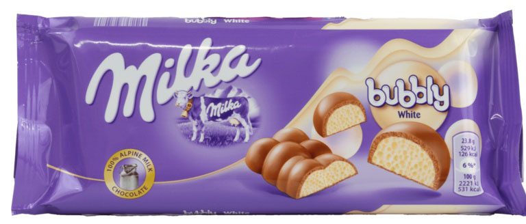 фото Шоколад milka bubbly white 90 грамм упаковка 15 шт