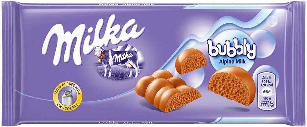 Шоколад Milka Bubbly Milk 90 грамм Упаковка 14 шт