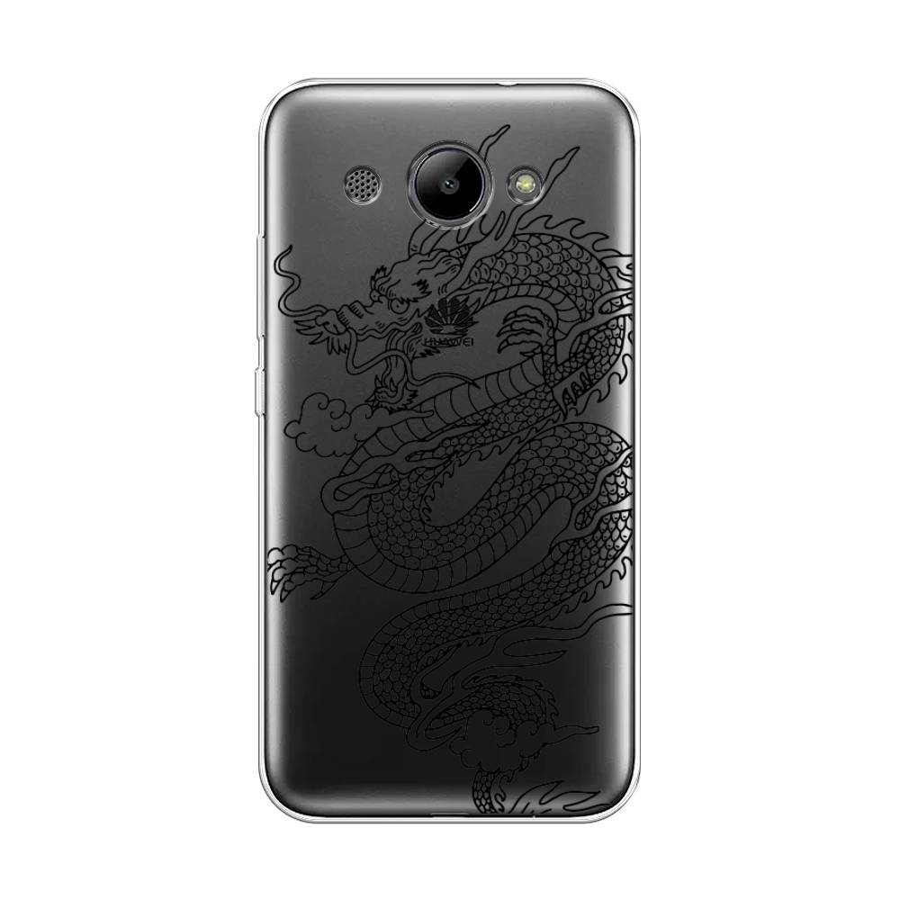 

Чехол на Huawei Y3 2018 "Большой китайский дракон", Черный;серый, 65850-1