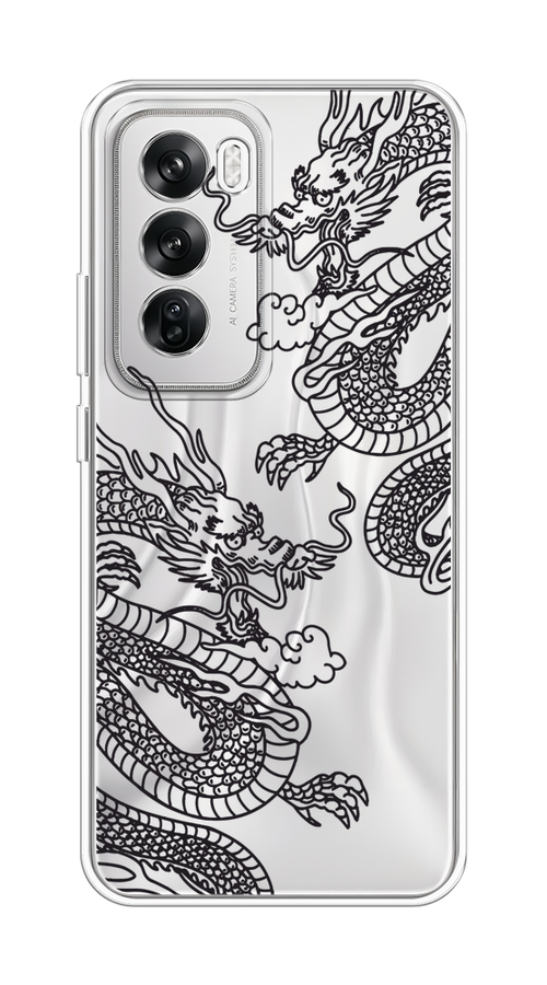 

Чехол на Oppo Reno 12 "Два китайских дракона", Серый;черный, 2517450-1