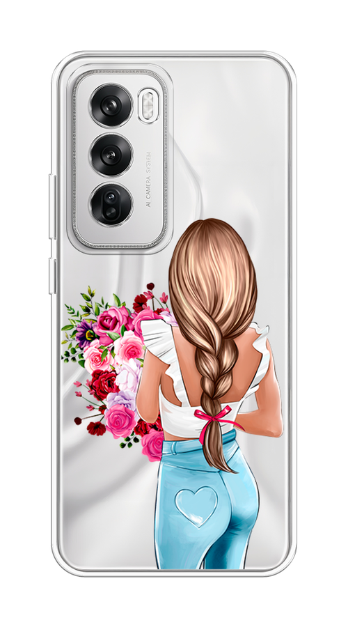 

Чехол на Oppo Reno 12 "Девушка с цветами", Коричневый;розовый;бирюзовый, 2517450-1