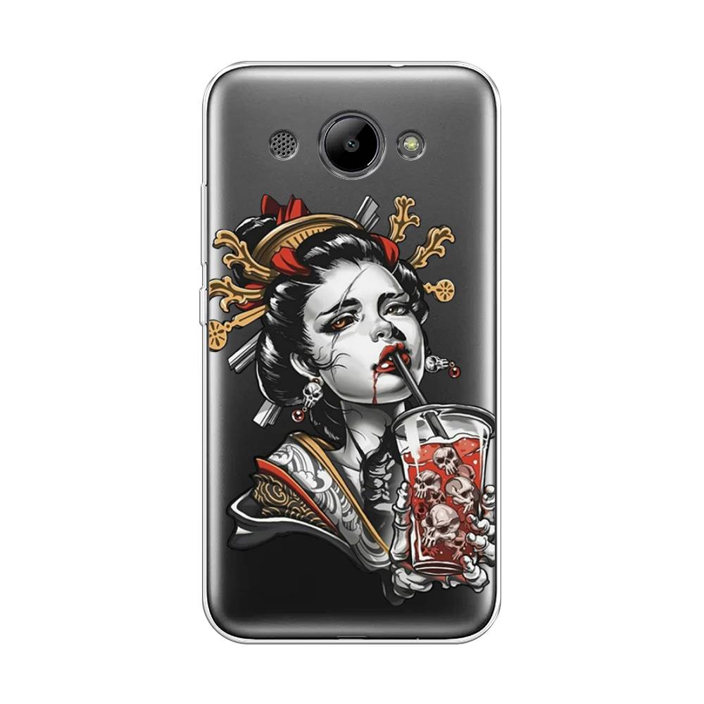 

Чехол на Huawei Y3 2018 "Опасная гейша", Красный;черный;серый, 65850-4