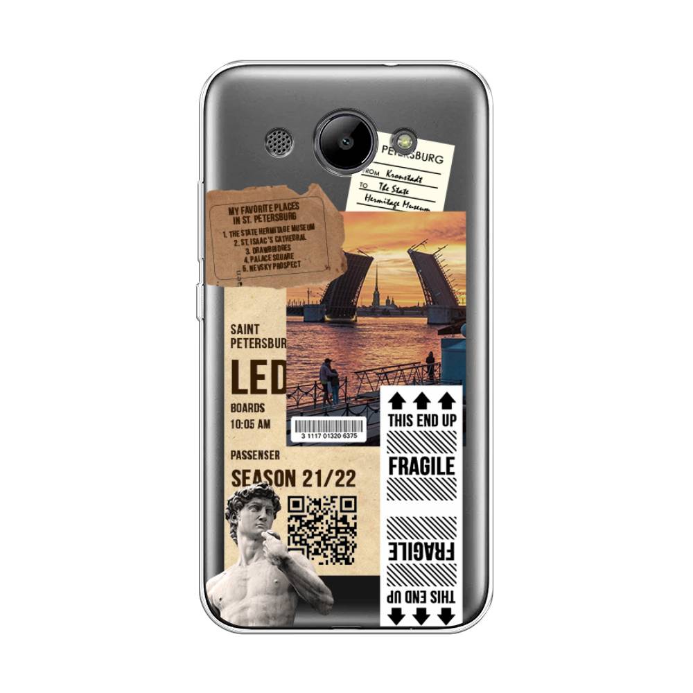 

Чехол на Huawei Y3 2018 "Санкт-Петербург коллаж", Коричневый;бежевый;белый, 65850-6