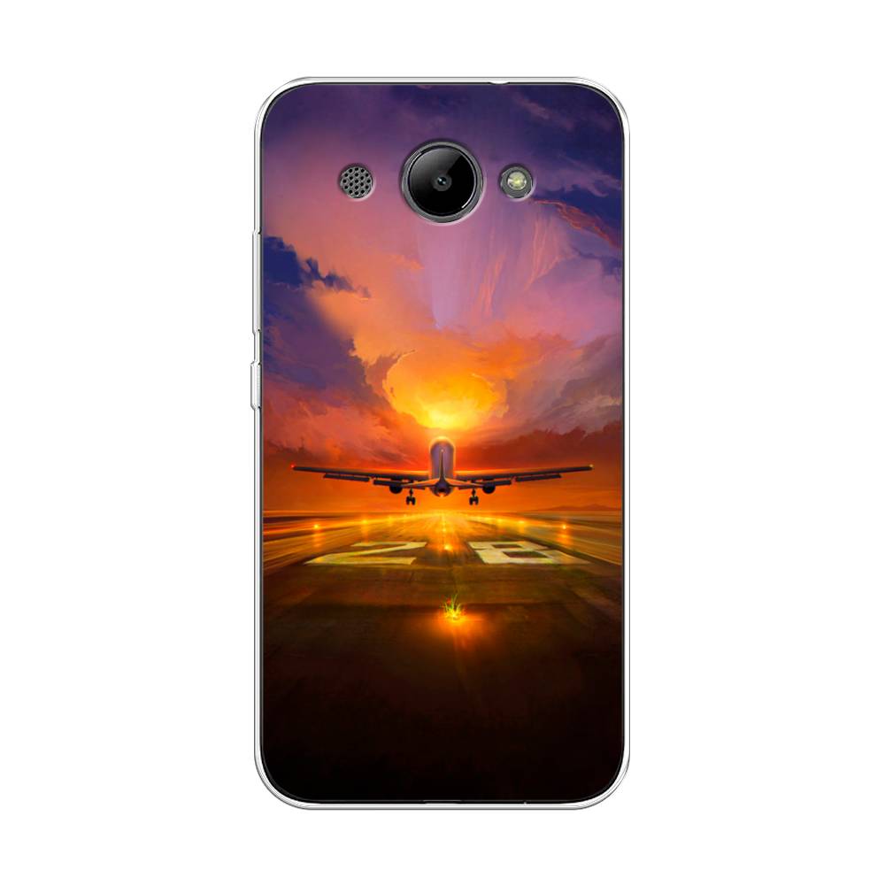 

Чехол на Huawei Y3 2018 "Самолет на посадке", Оранжевый;синий, 65850-6