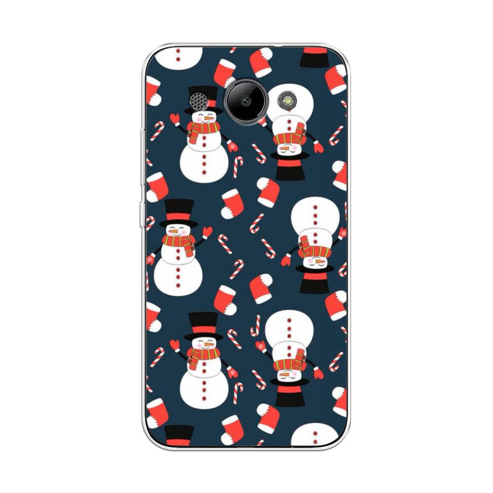 

Чехол на Huawei Y3 2018 "Синие снеговики", Синий;белый;красный, 65850-5