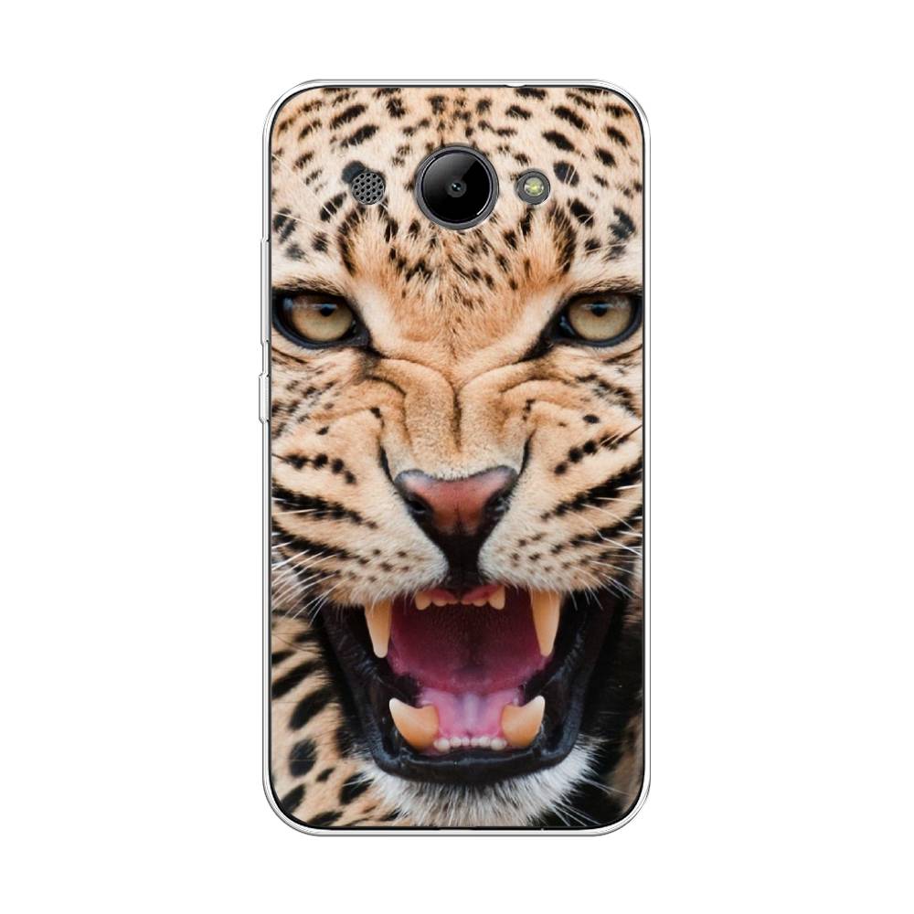 

Чехол на Huawei Y3 2018 "Леопард 3d", Бежевый;черный, 65850-6