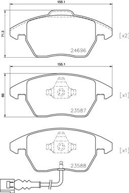 

Колодки дисковые передние Audi A3 диск 15''/16'', VW Golf V 1.4-2.0TD диск 15'' P 85 146X