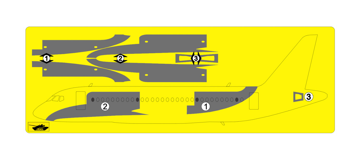 AM144139 Маска окрасочная для SSJ-100 Современный Аэрофлот