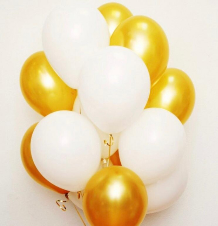 Набор воздушных шаров 115WG белый и золотой, 50шт