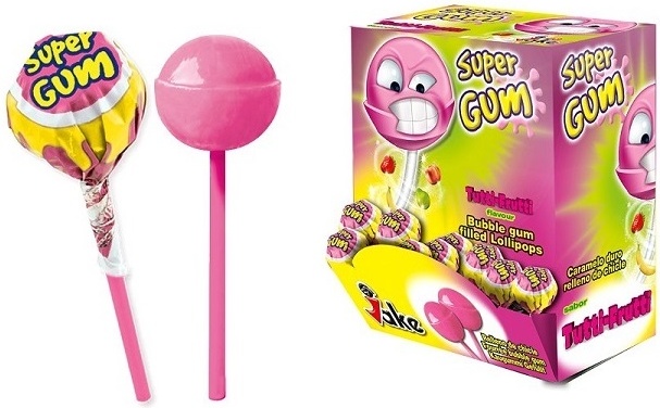 

Леденец на палочке с жвачкой Super Gum Tutti-Frutti 16 гр Упаковка 100 шт