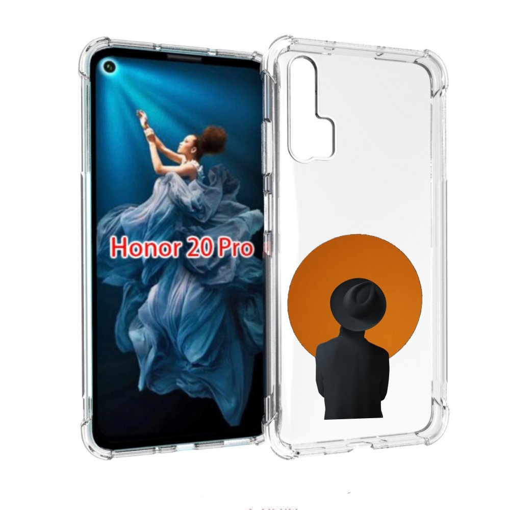 

Чехол бампер MyPads парень в шляпе в оранжевом кружке для Honor, Прозрачный, Tocco