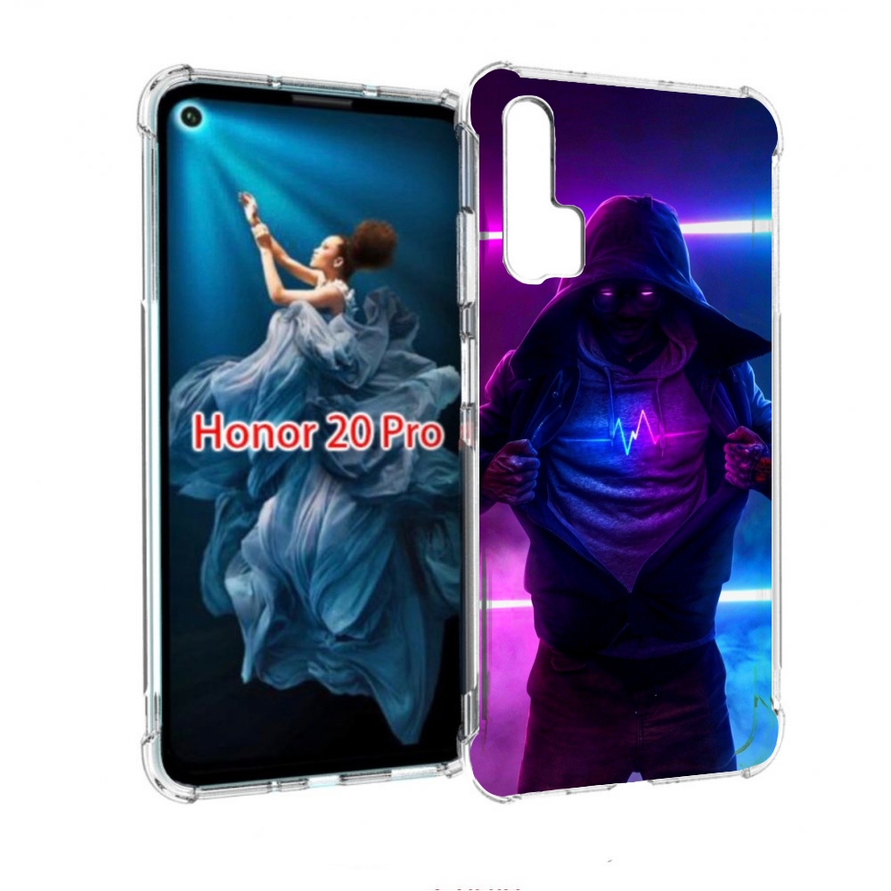 

Чехол бампер MyPads парень в капюшоне неоновый для Honor 20 Pro, Прозрачный, Tocco