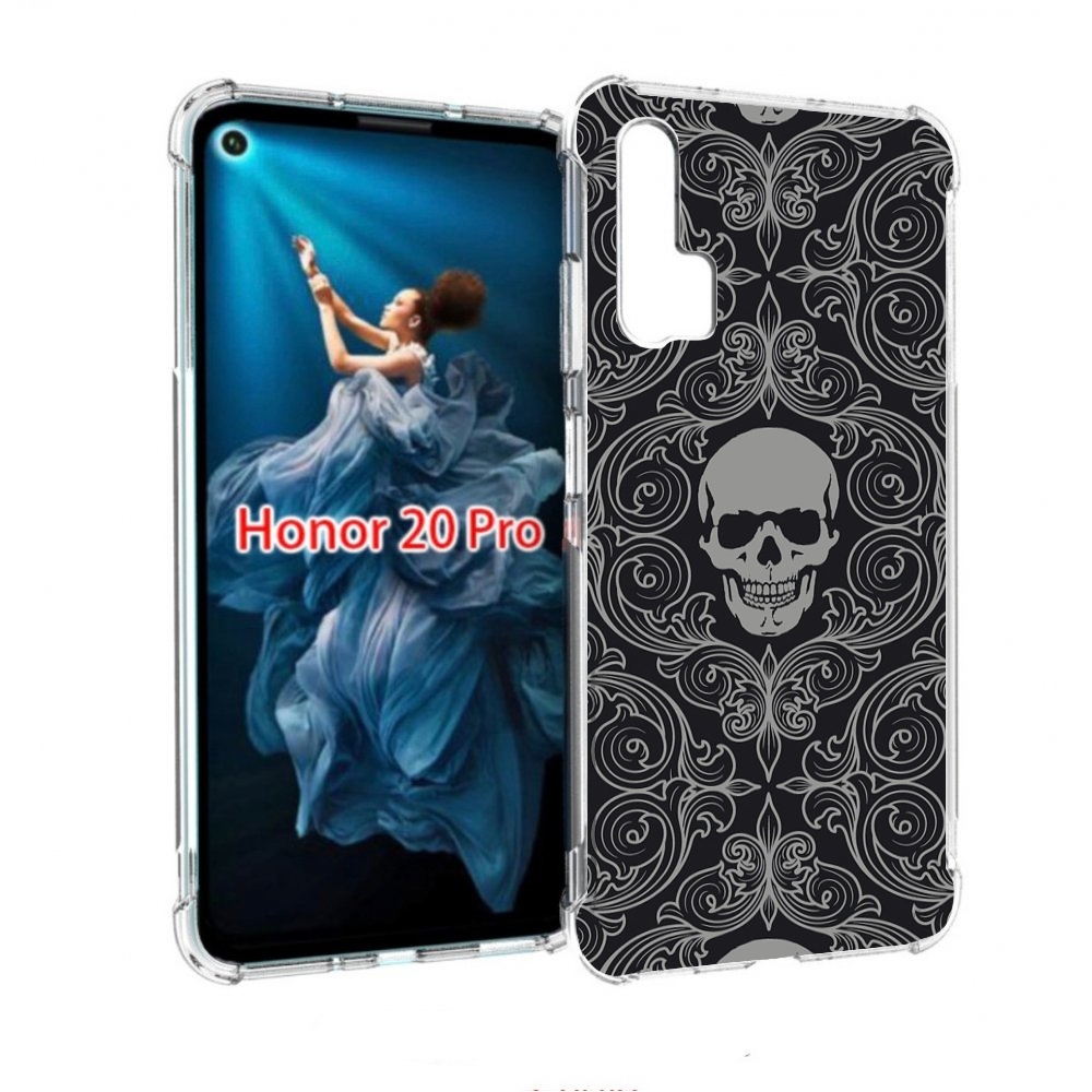

Чехол бампер MyPads орнамент-черепов для Honor 20 Pro противоуда, Прозрачный, Tocco