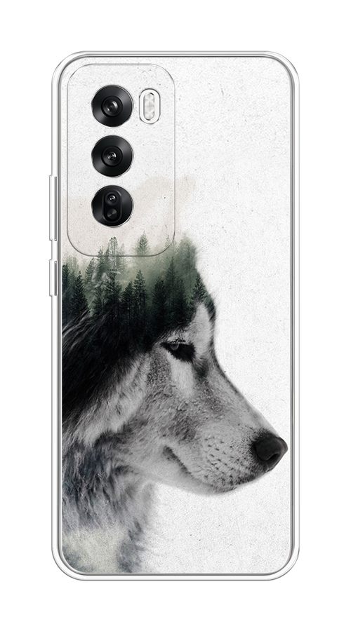 

Чехол на Oppo Reno 12 "Волк лес", Серый;белый, 2517450-1